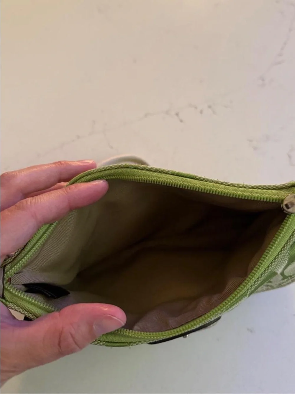Coach Soho Signature Wristlet Pouch Green Jacquard Canvas Y2K Vintage